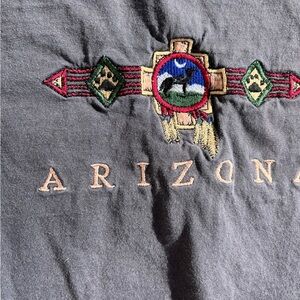 Men's Arizona T-Shirt Gray Spell-Out XL Embroidered Southwest Desert AZ Tribal